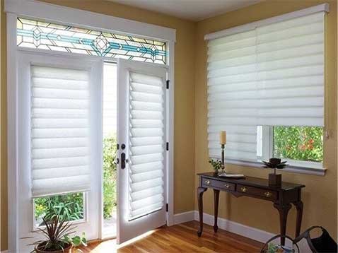 Double door with shades
